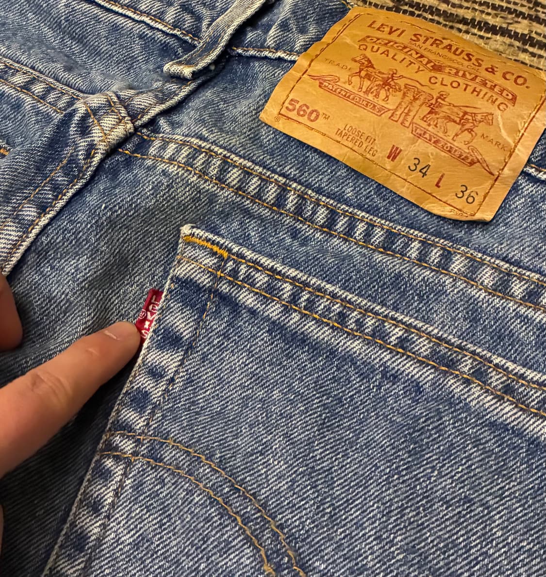 (32~33)90s USA 빈티지 리바이스 560 중청 데님 테이퍼드 상품이미지6