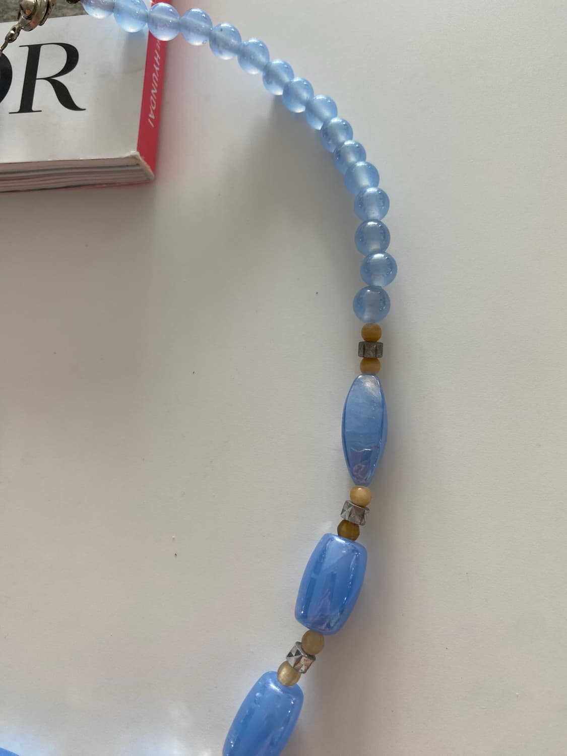 일본수입 비즈 스카이 블루 목걸이 상품이미지4