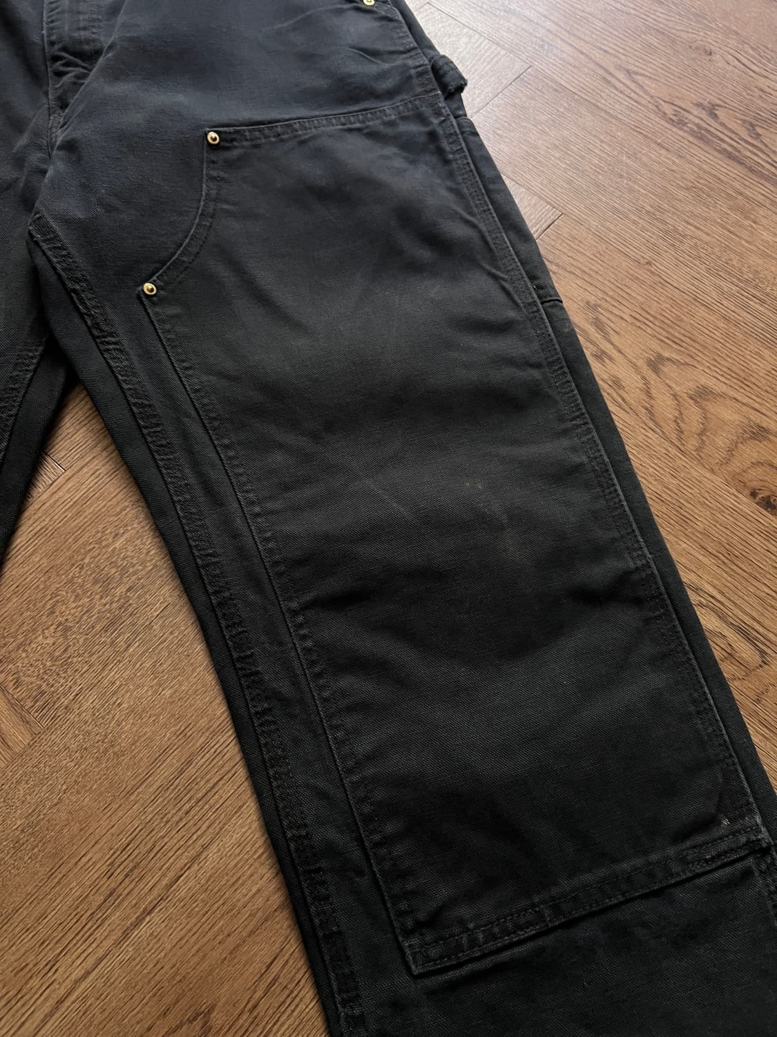 [34]칼하트 USA 덩가리핏 빈티지 워싱 블랙 더블니 워크 팬츠 상품이미지4