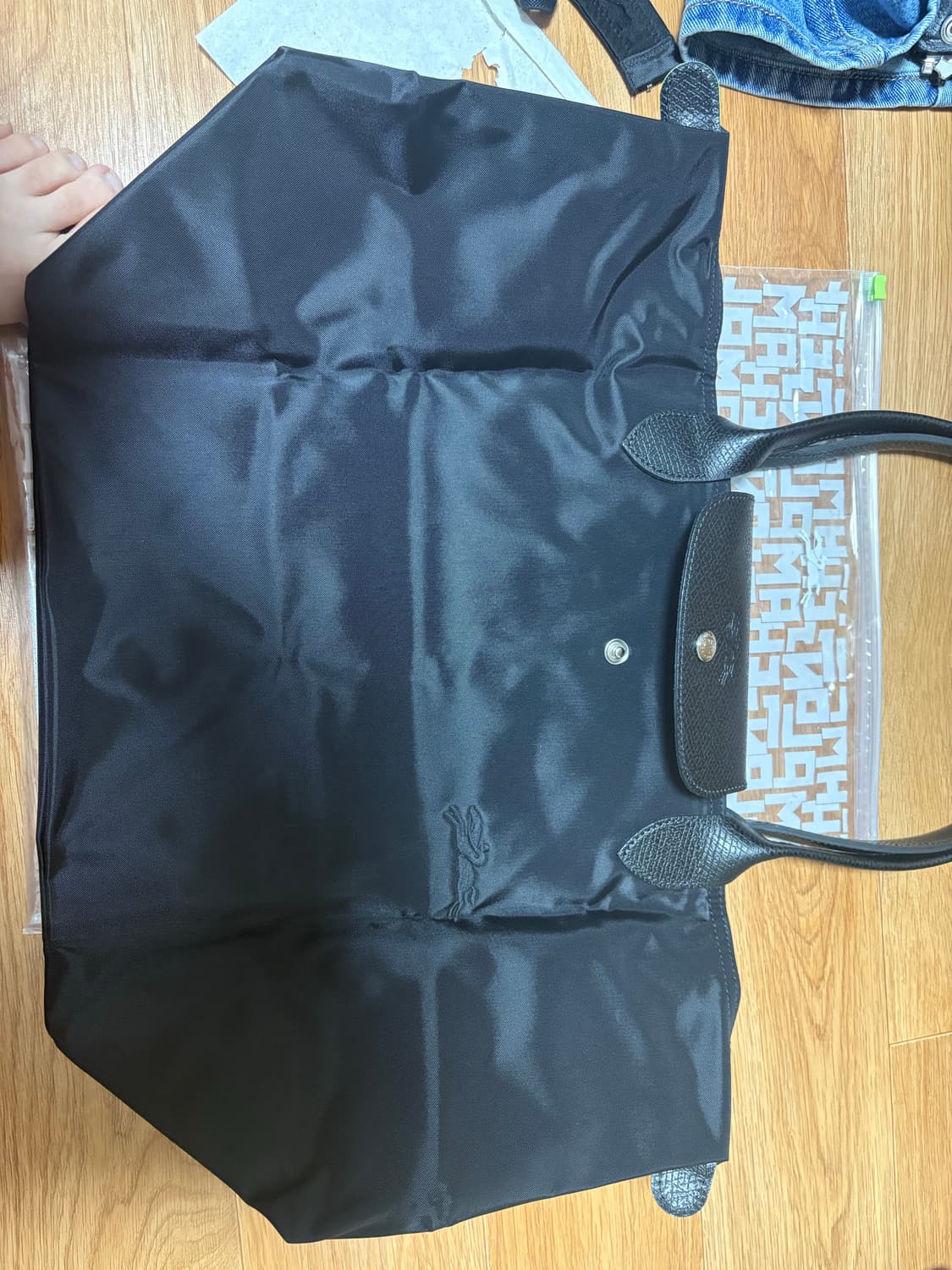 (새상품)롱샴 르플리아쥬 오리지널 L 그린핸들 블랙 상품이미지4