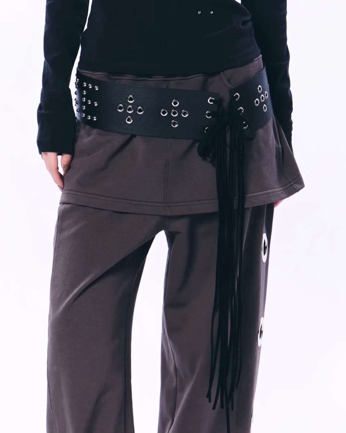 셋업이엑스이 LOGO STUDDED TIE BELT / BLACK 상품이미지1