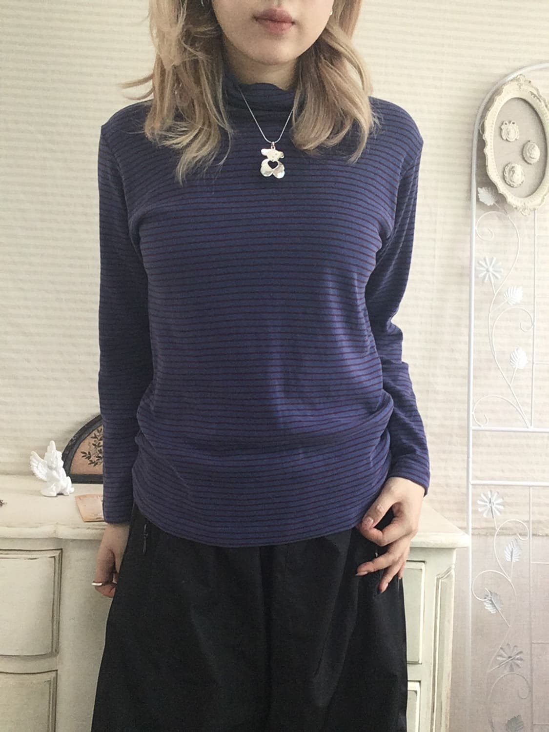 jpn vintage navy burgundy stripe t 상품이미지1
