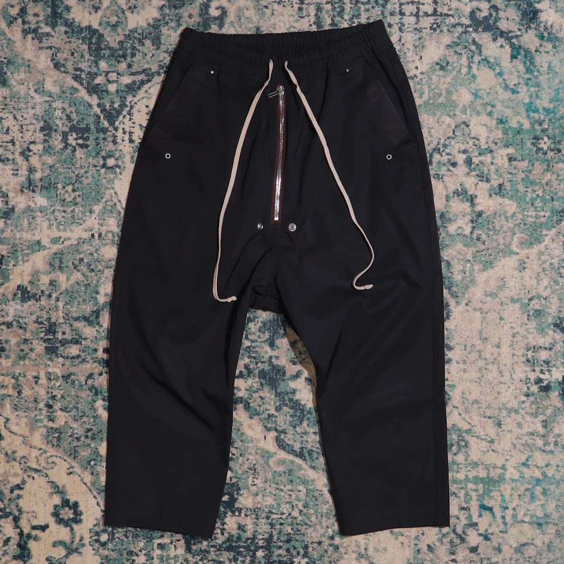 Rick Owens 릭 오웬스 지퍼 트리밍 드로스토링 팬츠 블랙 48 상품이미지1
