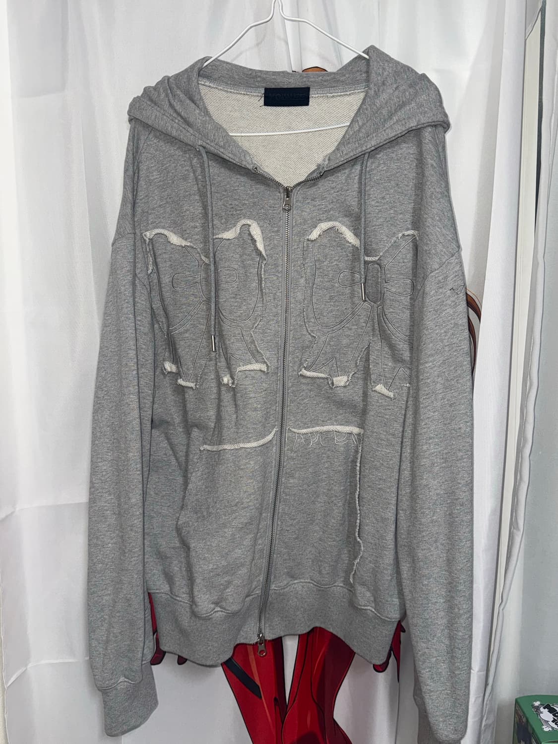 유희 리본 후드집업 그레이  상품이미지1