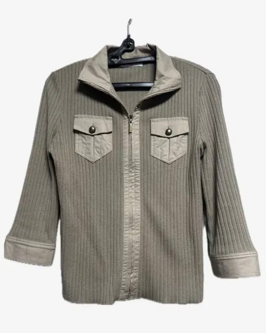 y2k 골지 빈티지 베이지 카라 집업 상품이미지1