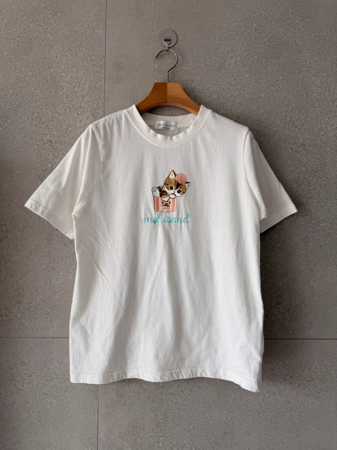 모푸샌드 고양이 반팔 티셔츠 화이트 여성m 상품이미지1