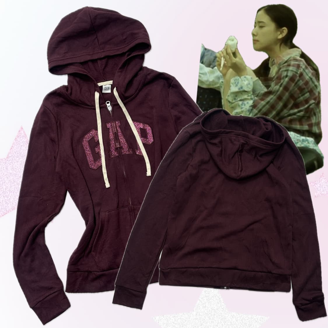 🔮재팬Gap 버거디 퍼플 후드집업🔮 그런지 괴짜 아우터 후디 상품이미지1