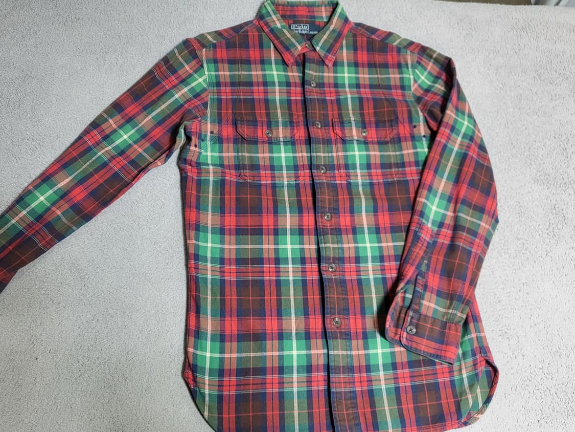 S 폴로 랄프로렌 플란넬 체크셔츠 레드 그린 상품이미지6