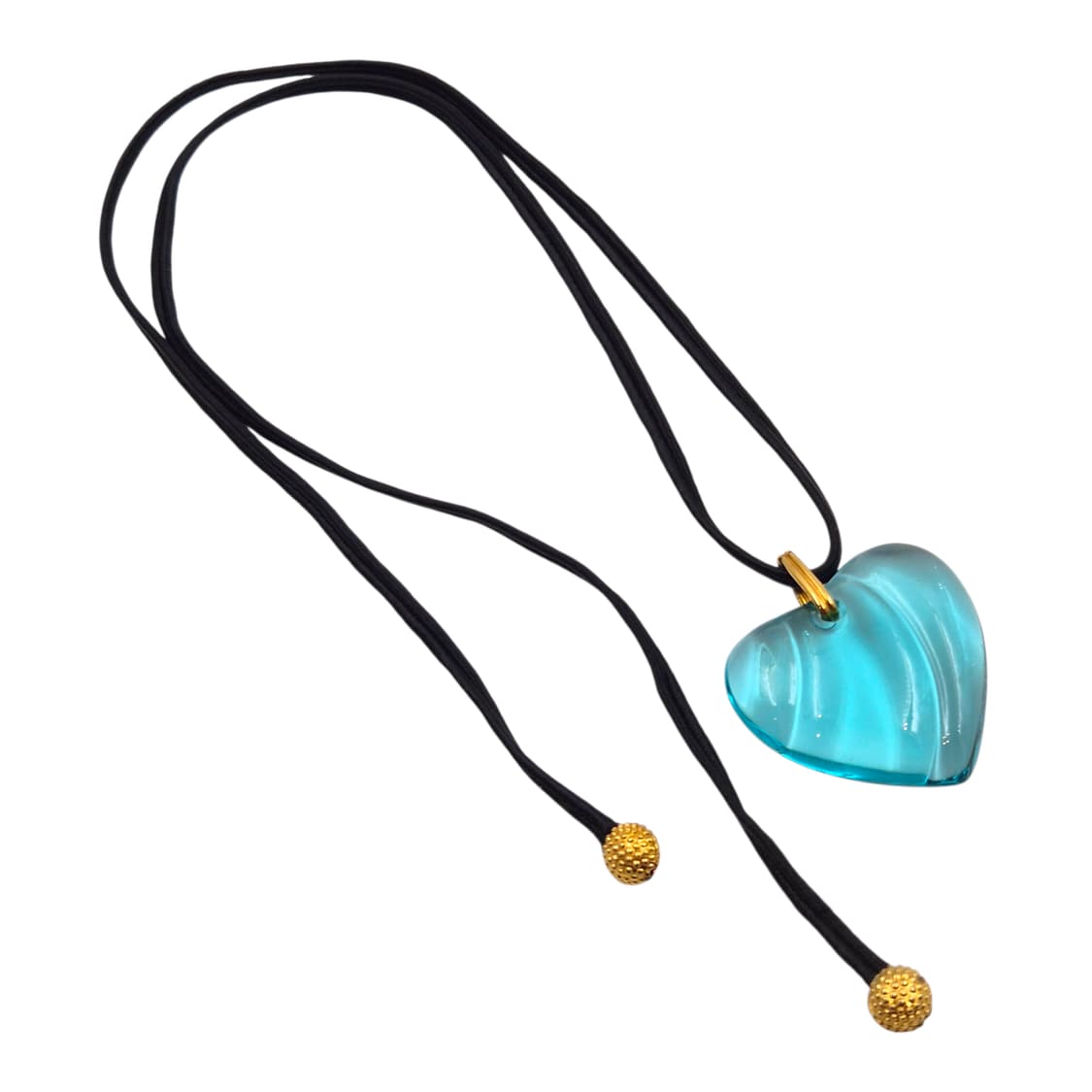 90s 프랑스 바칼라 크리스탈 아쿠아 빅 하트 목걸이 상품이미지1