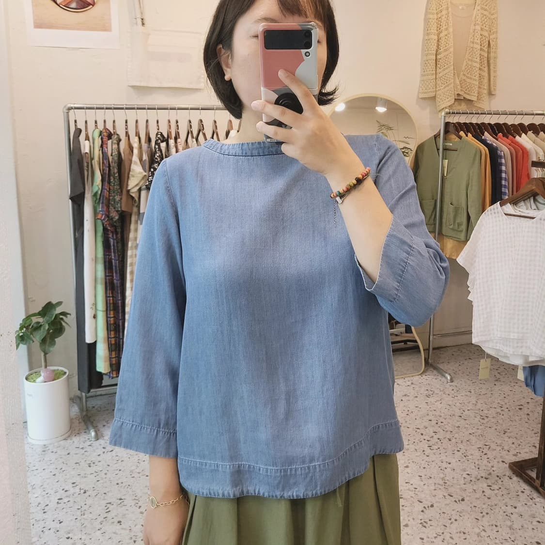Muji 텐셀 데님 블라우스 상품이미지2