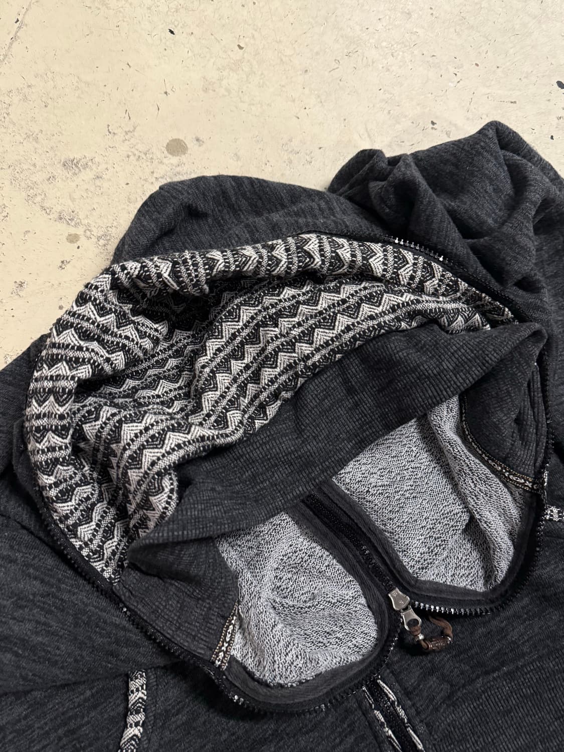 pattern mix detail full hood zip-up 상품이미지7
