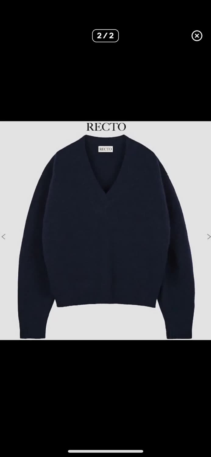 렉토 청키 브이넥 니트 네이비 L 상품이미지4