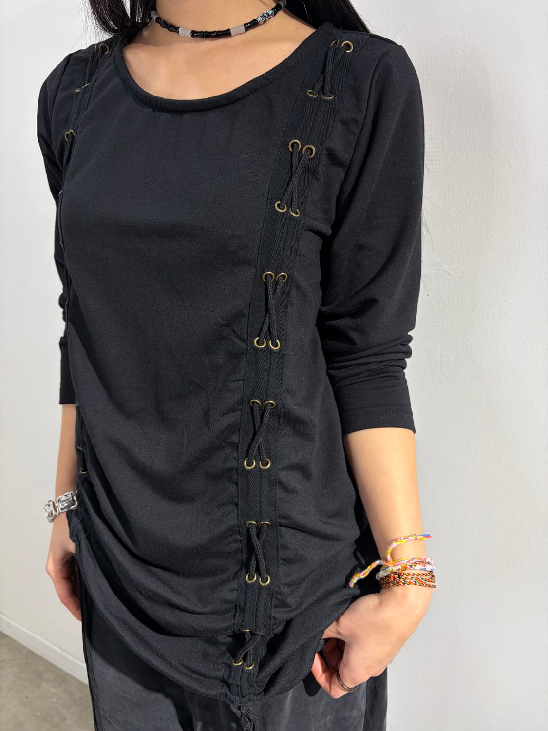 y2k 셔링 긴팔 티셔츠 슬리브 상품이미지3