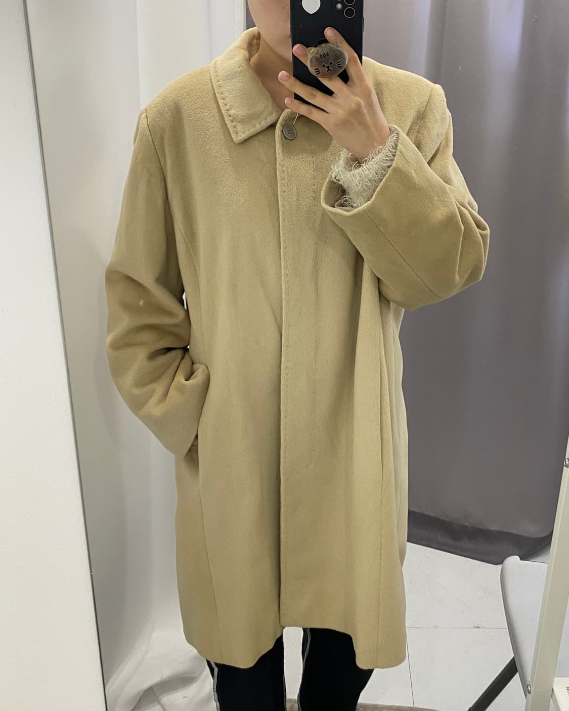 앙고라 울 혼방 베이지 싱글코트 🍞 상품이미지1