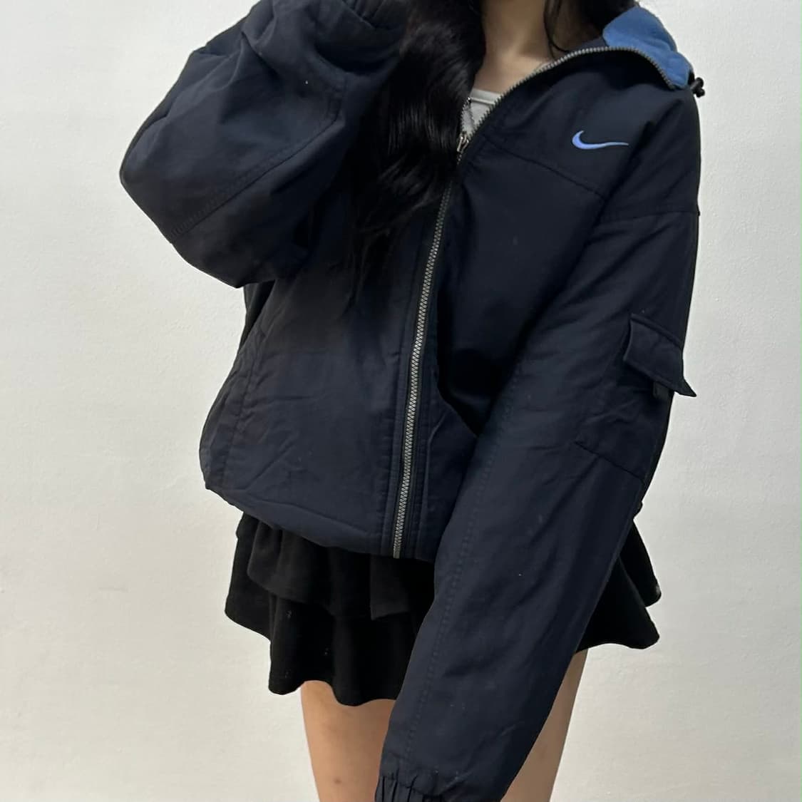 나이키 00s 핀터깔 솔로 스우시 네이비&스카이블루 올드스쿨 경량패딩 후 상품이미지1