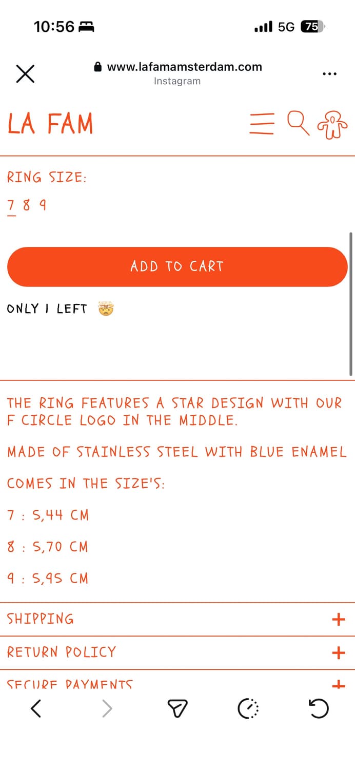 LA FAM star ring blue 반지 size 7 상품이미지3