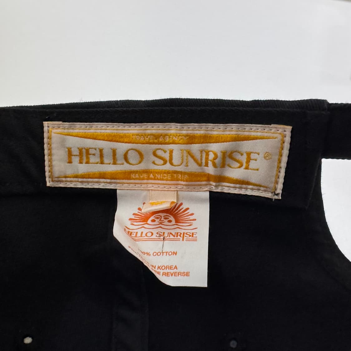 헬로선라이즈 워시드 빈티지 아치 로고 볼캡 블랙 상품이미지6