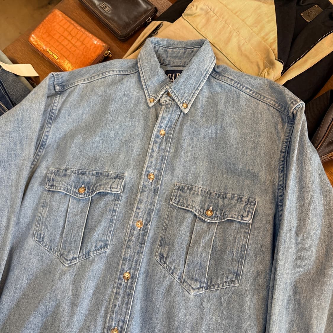 올드 갭 캐나다 생산 투포켓 데님 셔츠 S M 상품이미지4