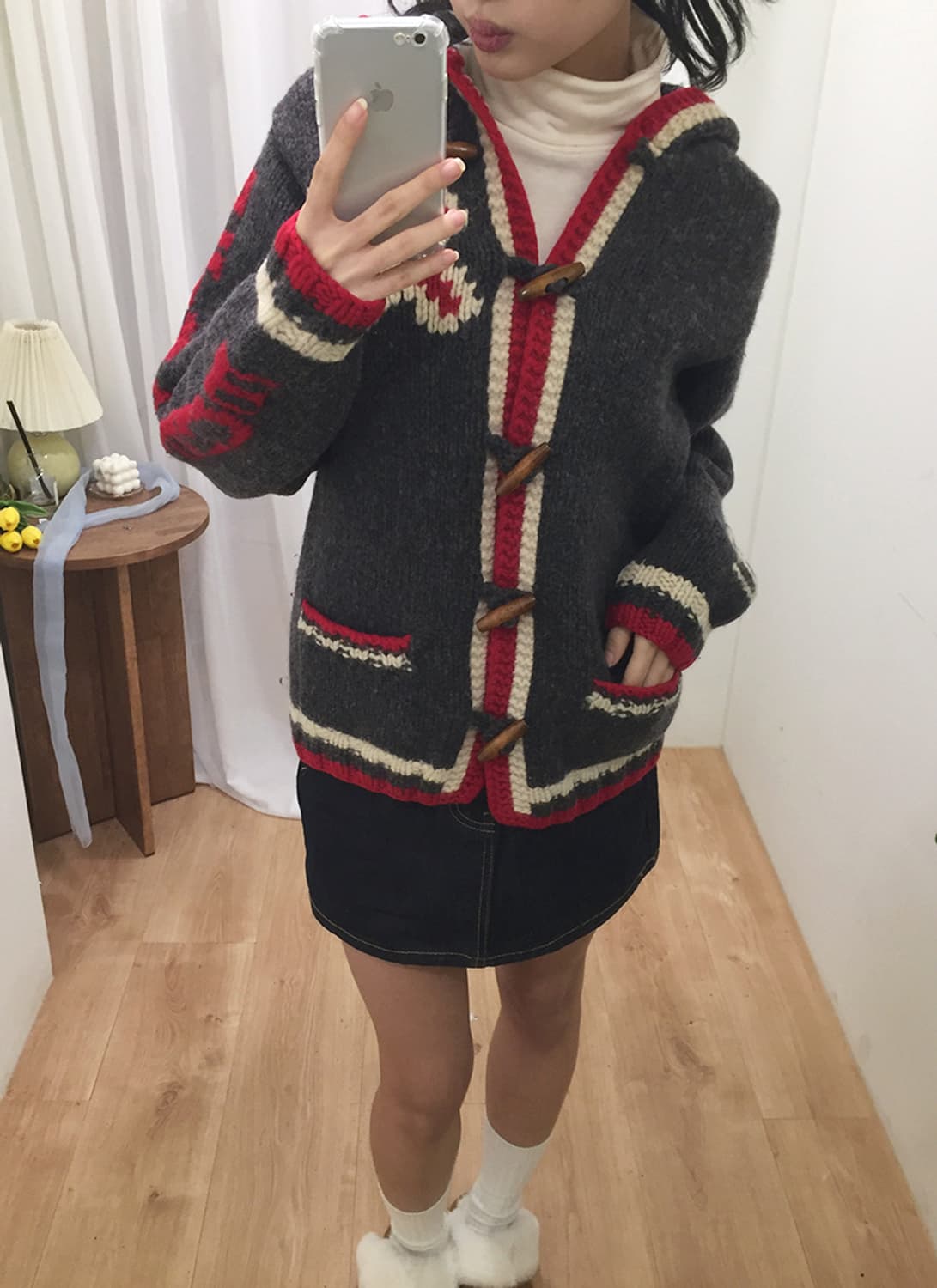 여성 빈티지 토글버튼 스웨터 가디건 95~100 상품이미지2