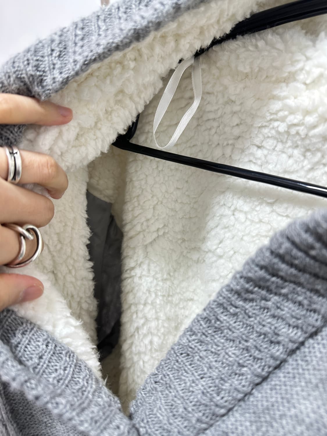 NAVY fur knit hood cardigan  상품이미지7