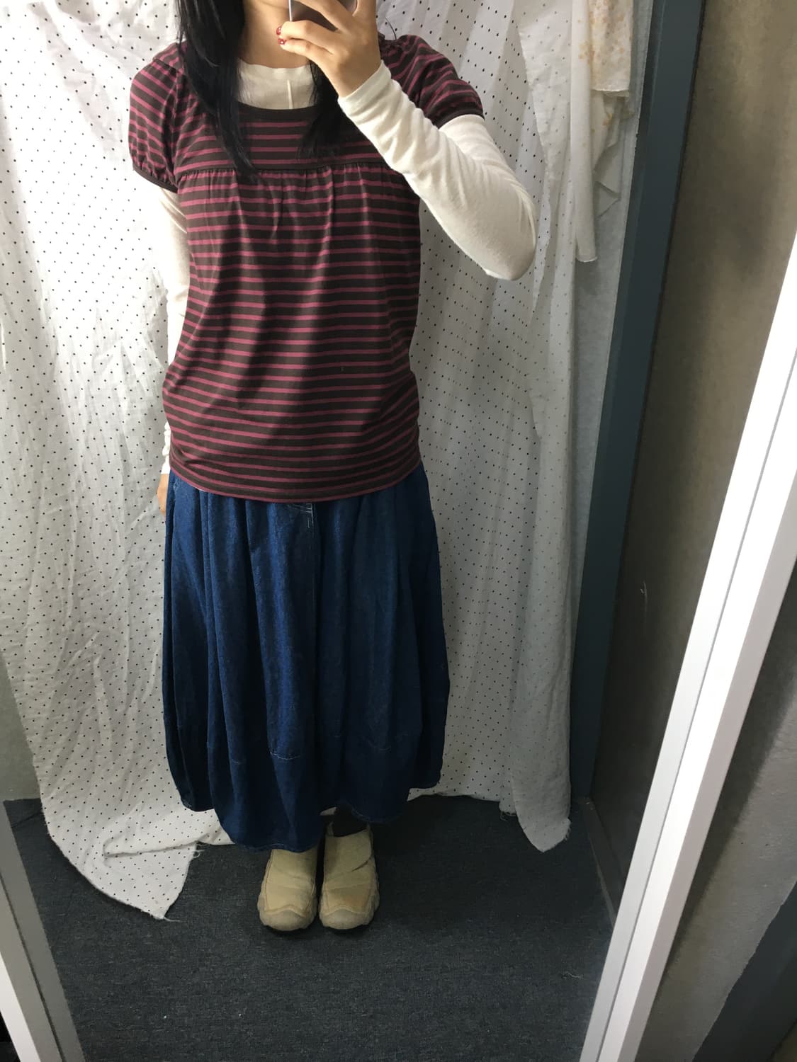 데님 벌룬핏 롱 스커트 상품이미지2