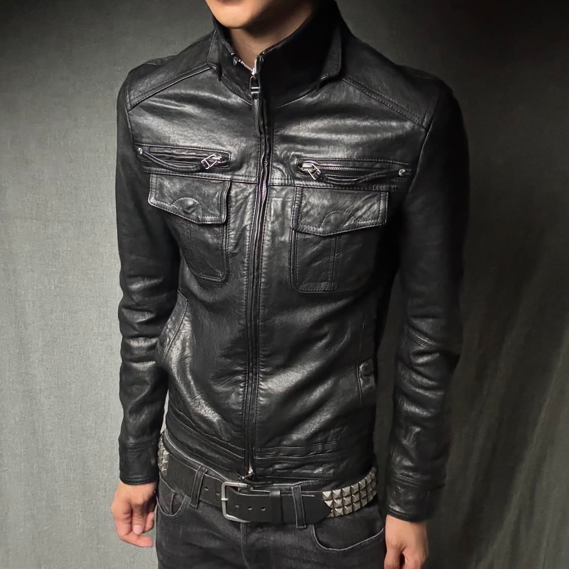 lamb skin pocket leather jacket 상품이미지3