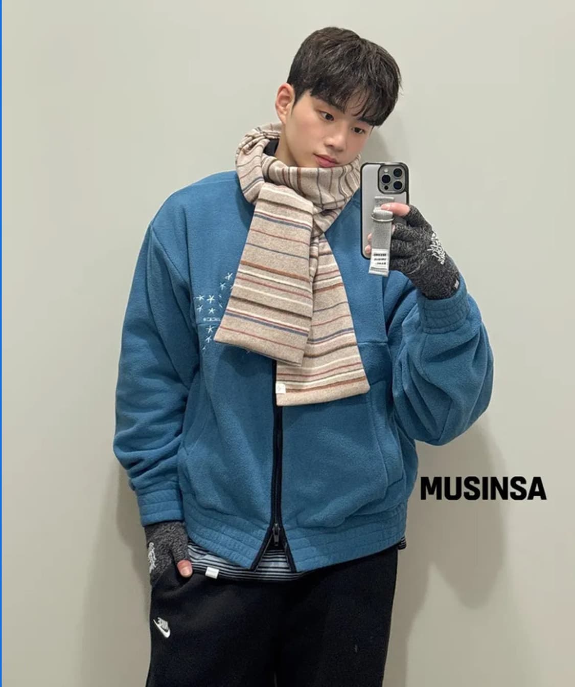 키마우라 멀티 스트라이프 머플러 (베이지) 상품이미지3