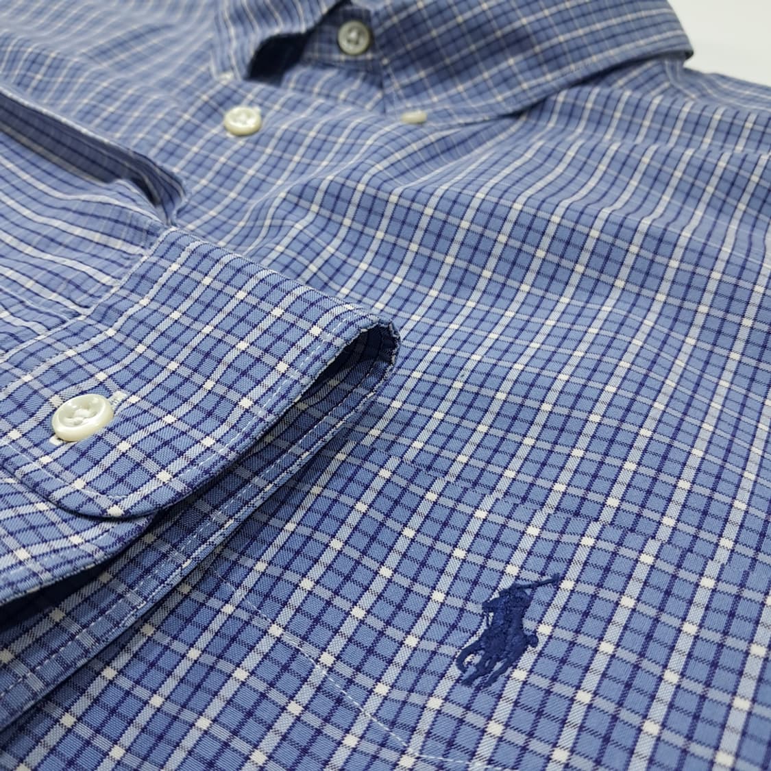 CL259 3XL 폴로 90s 코튼나일론 그래프체크 블루네이비 셔츠남방 상품이미지4