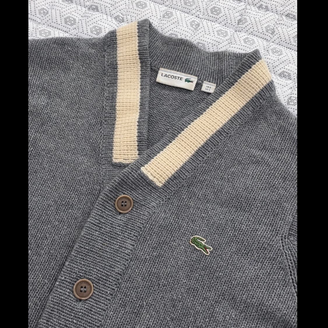 라코스테 브이넥 가디건 회색 55반 상품이미지1