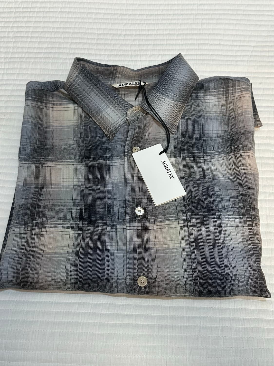 오라리 24aw 체크셔츠 베이지블루 4사이즈 상품이미지1