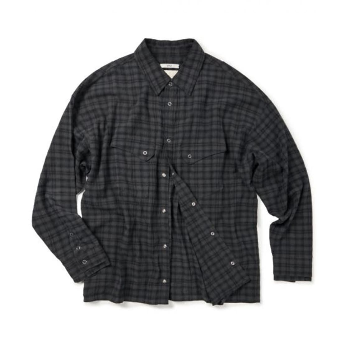 이티씨이 LAYERED CUFFS CHECK SHIRT(블랙/m) 상품이미지1