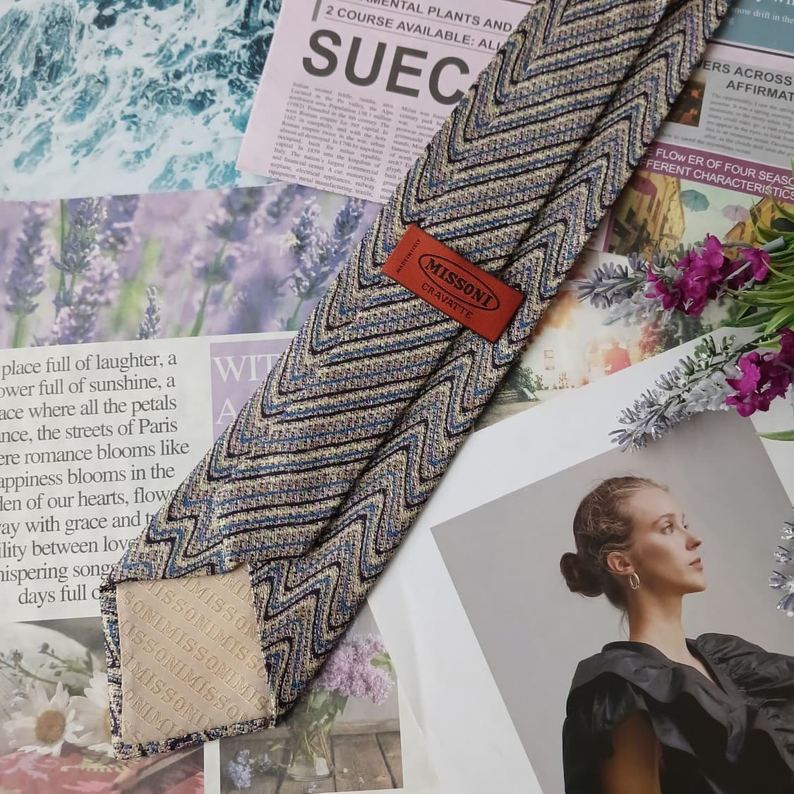 미쏘니 실크 지그재그 자카드 넥타이 8.8cm A+등급 A19521
 상품이미지5