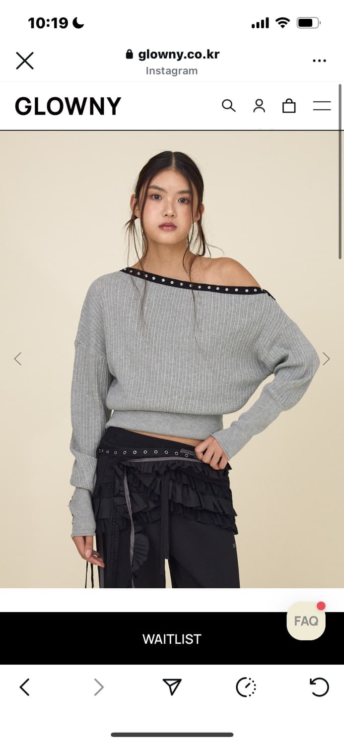 글로니 ASYMMETRIC EYELET KNIT TOP (MELANGE  상품이미지1