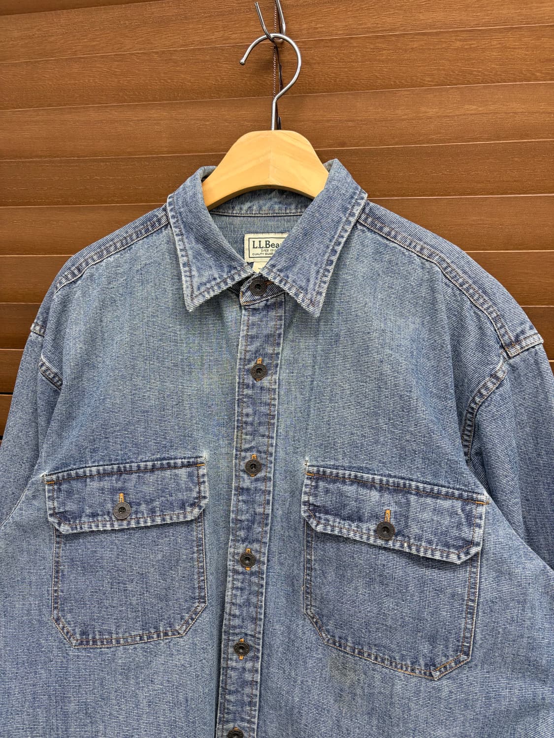 90s LLBEAN 엘엘빈 투포켓 워크 데님셔츠 상품이미지6