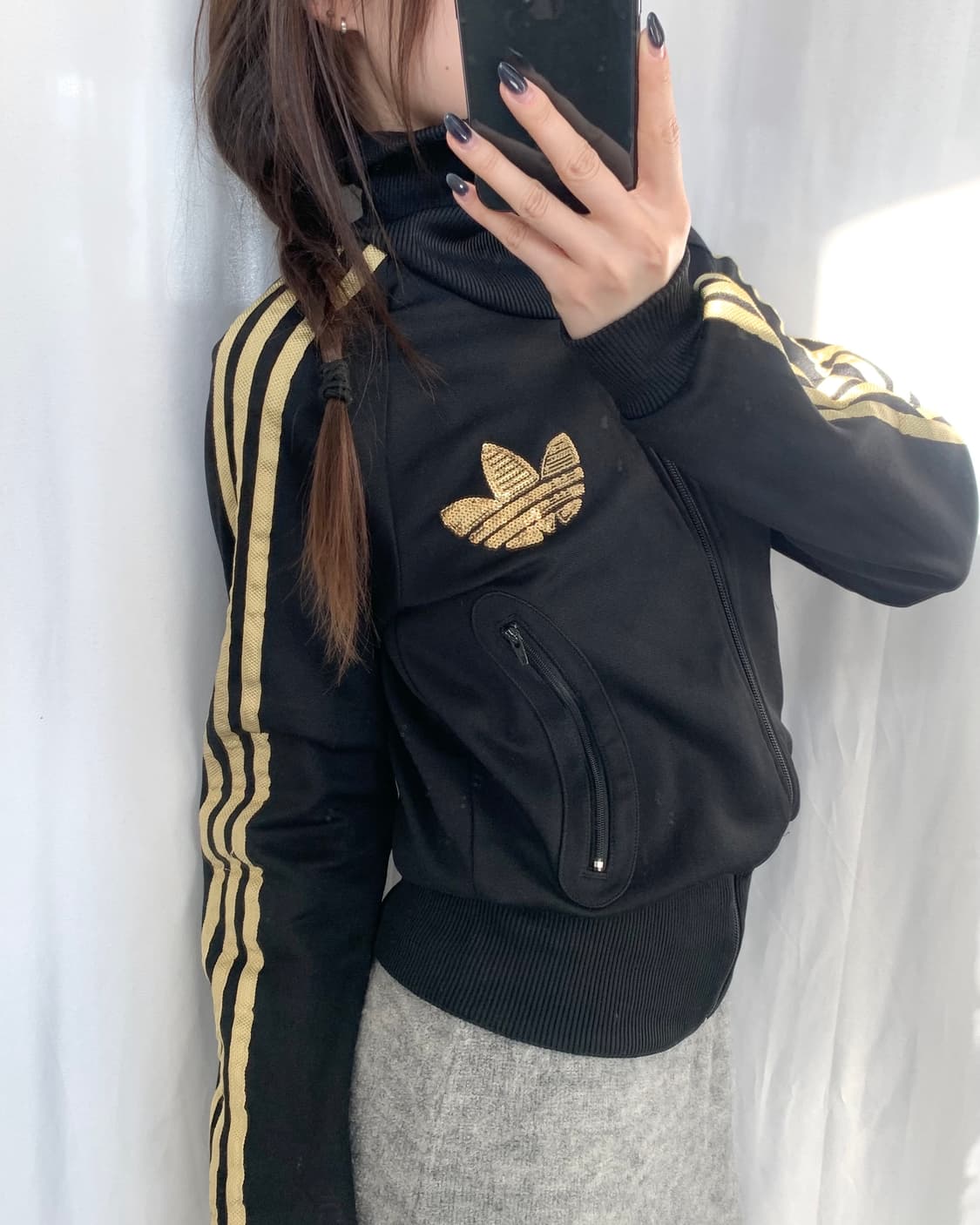 Adidas 아디다스 골드글리터 블랙컬러 우먼 트랙탑 상품이미지1