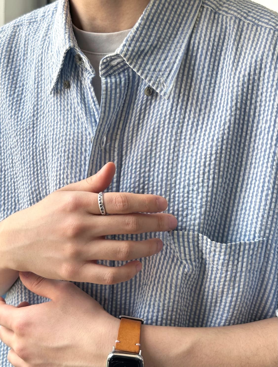 Natural sucker fabric H/S shirt 상품이미지8
