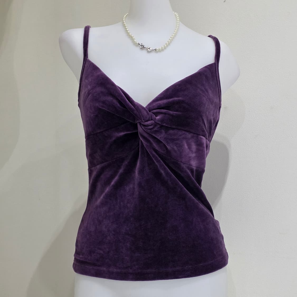 에르베레제 파리빈티지)벨벳 퍼플꼬임 오네갸루 나나깔 로맨틱 슬리브리스탑 상품이미지1