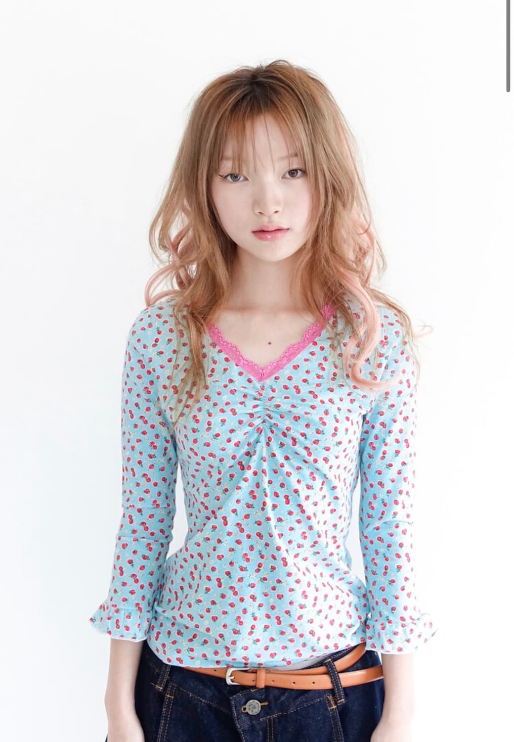 [택O] 샵페어리 스트로베리 레이스탑 상품이미지1