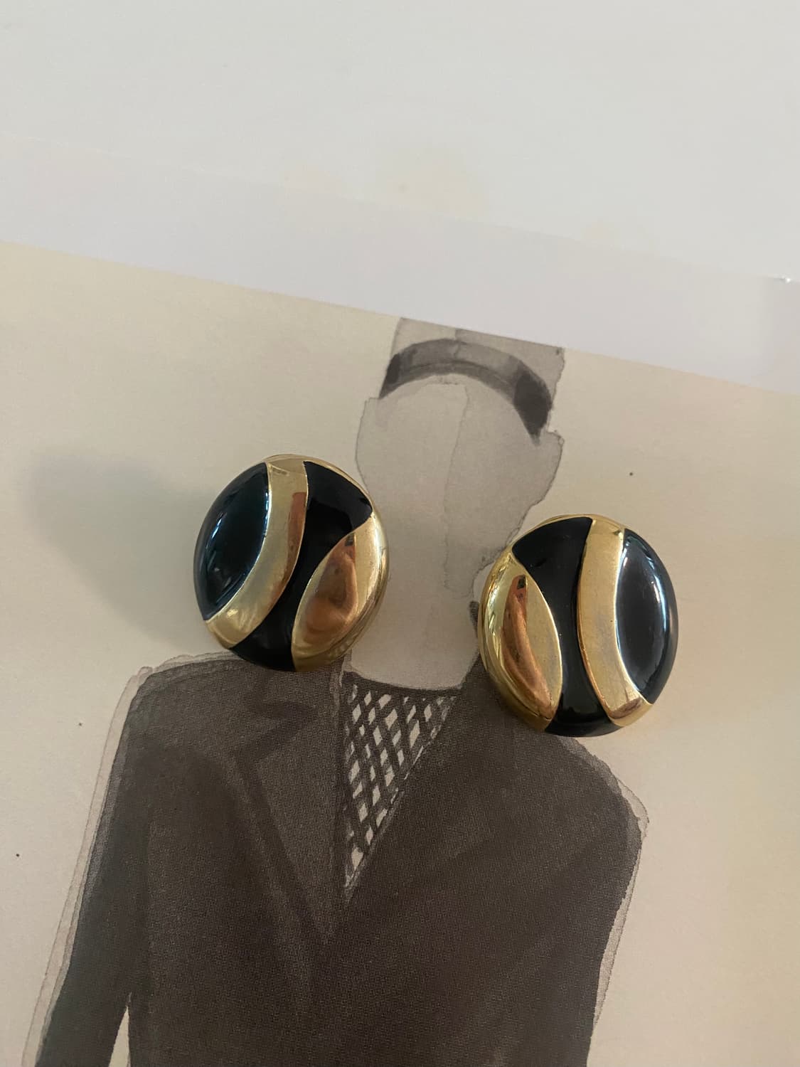 빈티지 블랙 골드 귀걸이 상품이미지2