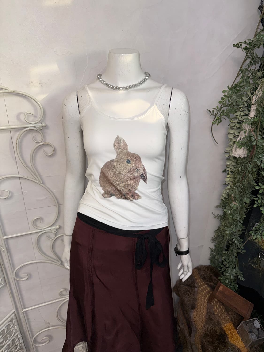 Vintage rabbit printing sleeveless 상품이미지3