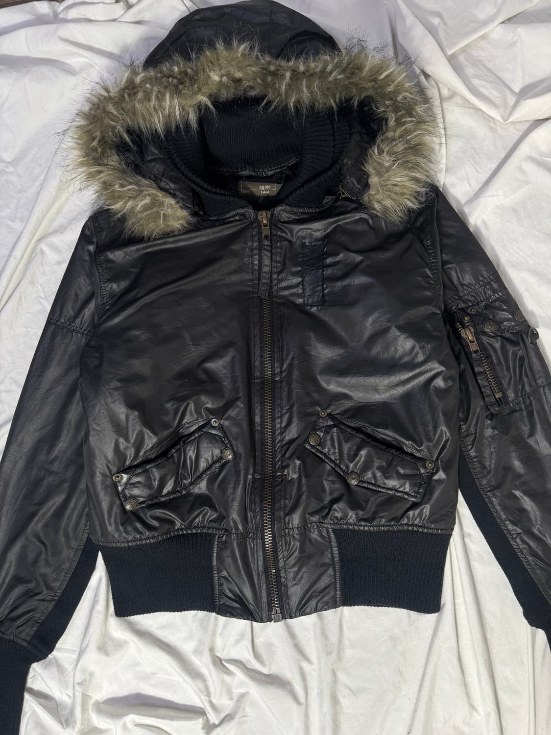 Agate 퍼 트리밍 후드 밀리터리 자켓 y2k lgb vkei 상품이미지6