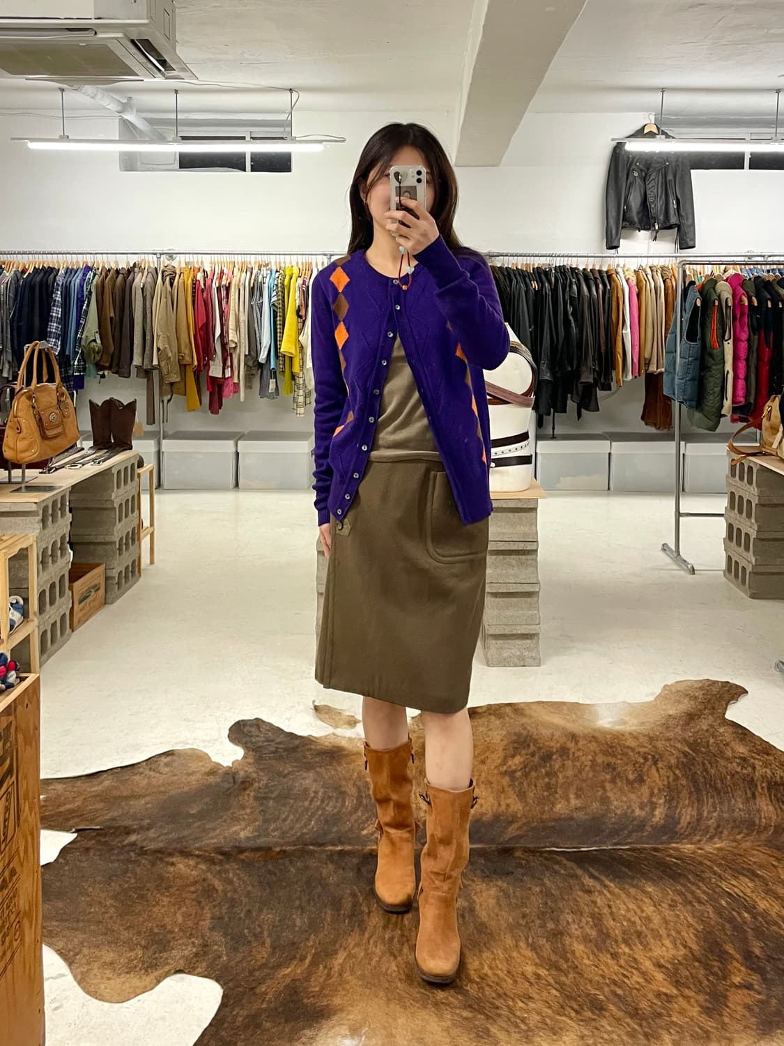 UNITED ARROWS agyle cardigan 아가일 울 가디건 상품이미지7