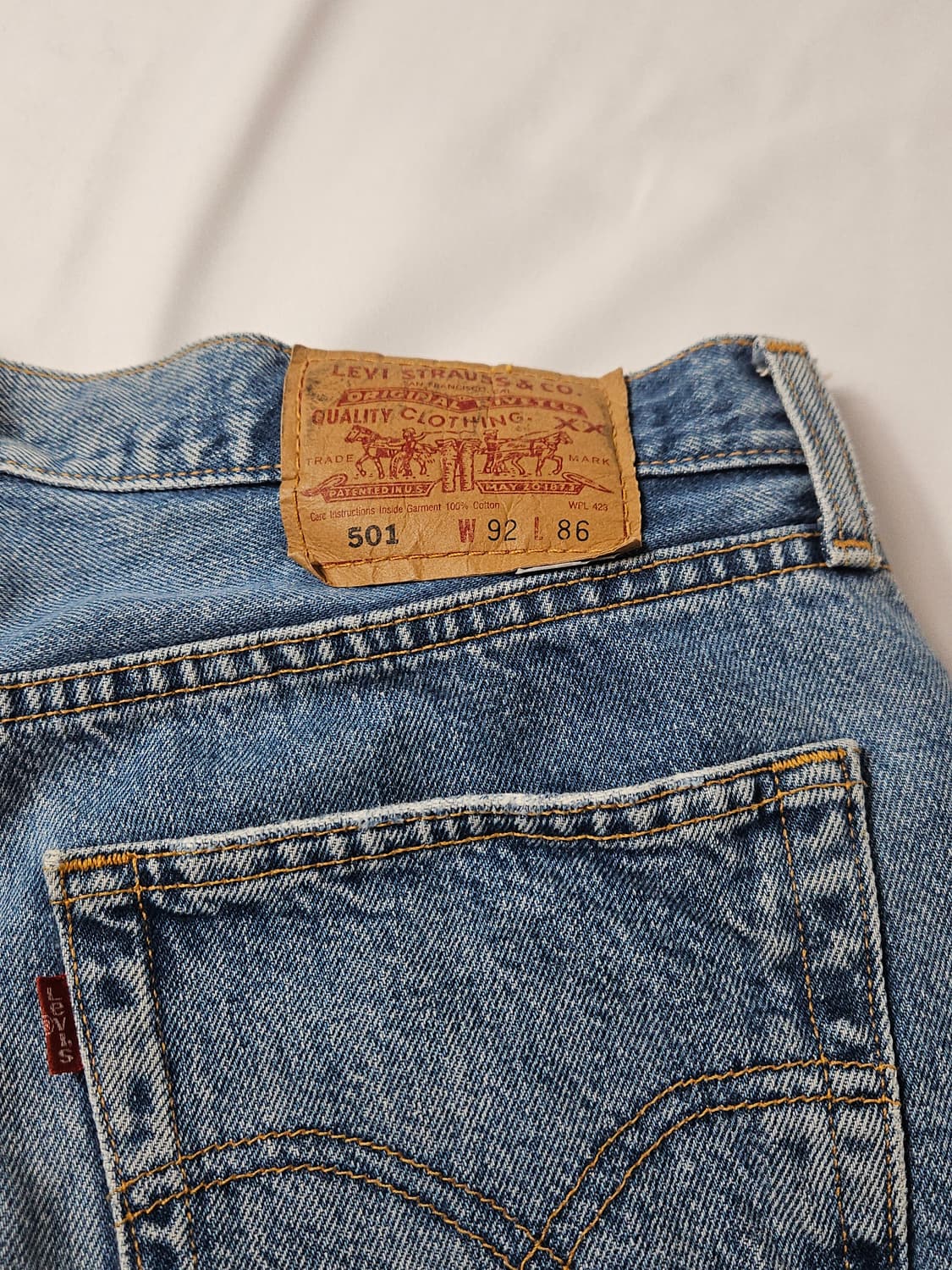 90s 리바이스 오리지널 501 번개워싱 데님팬츠 진 청바지 빈티지 34 상품이미지2