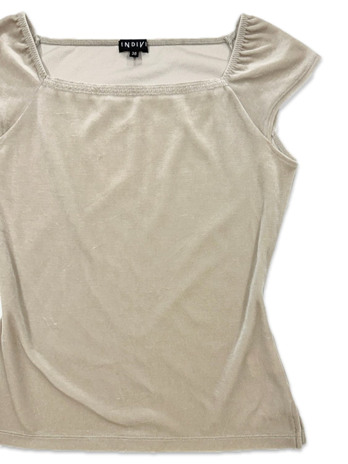 빈티지 INDIVI 아이보리 벨벳 나그랑 반팔티 상품이미지2