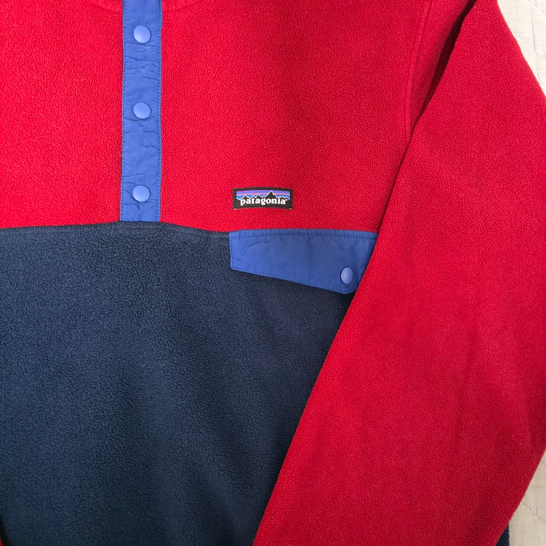 [L] 빈티지 파타고니아 신칠라 스냅 후드 풀오버 레드/네이비 매티보이 상품이미지4