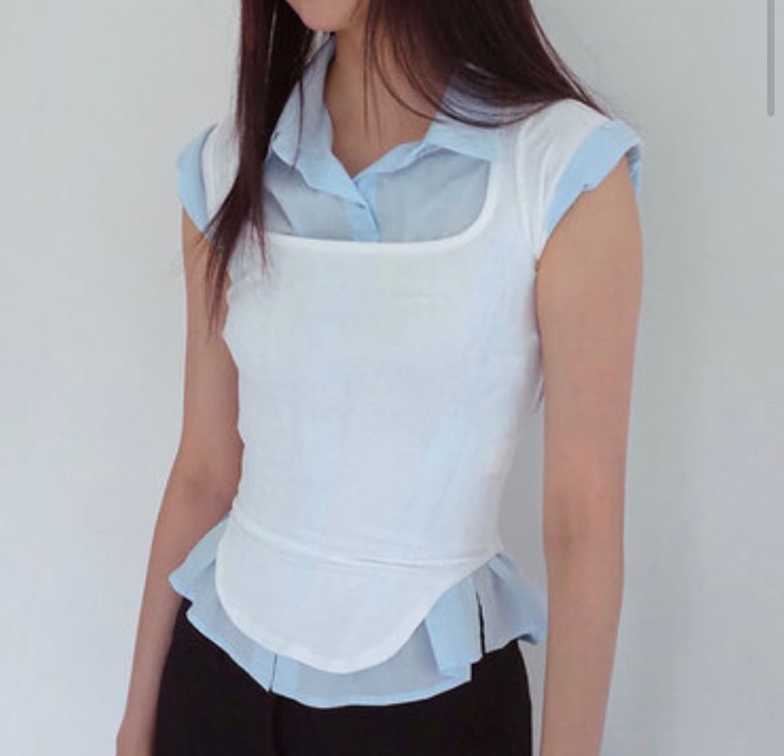 2월할인)사이드 버튼 투웨이 크롭셔츠 상품이미지5