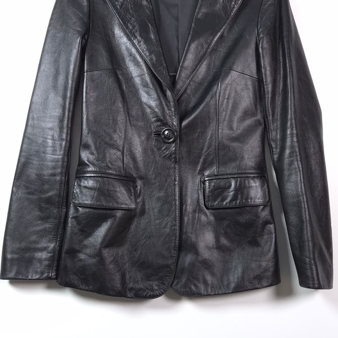 JAZZ 빈티지 무드 원버튼 리얼 레더 자켓 55 상품이미지4