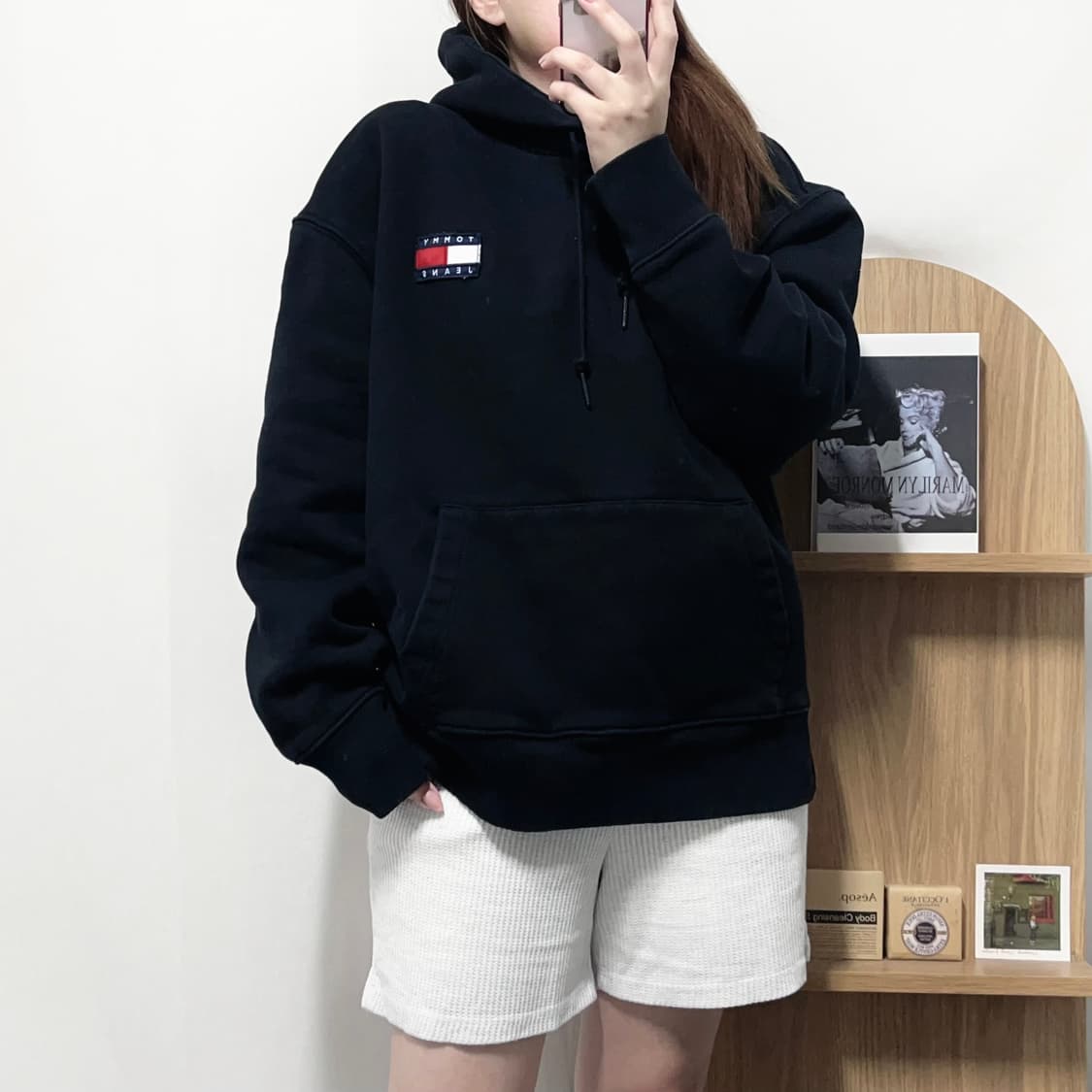 [정품] 타미 블랙 패치로고 기모 후드티 [ L ] 상품이미지1