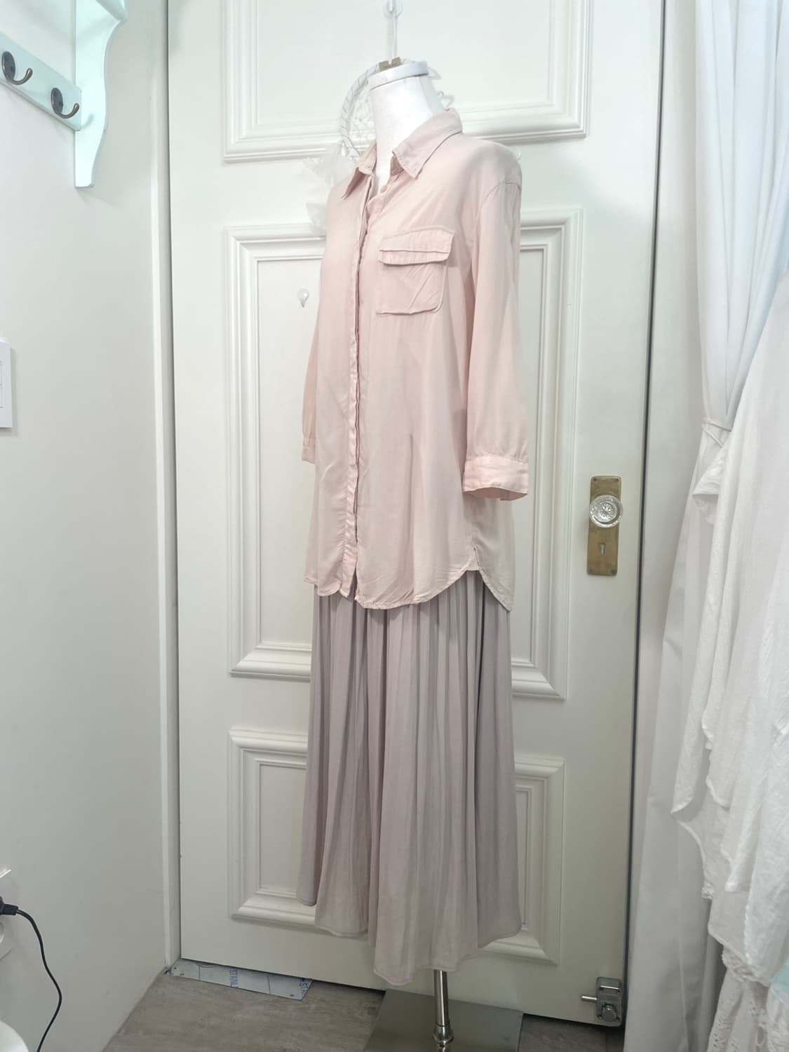 sheer pink pocket point summer blouse 상품이미지2