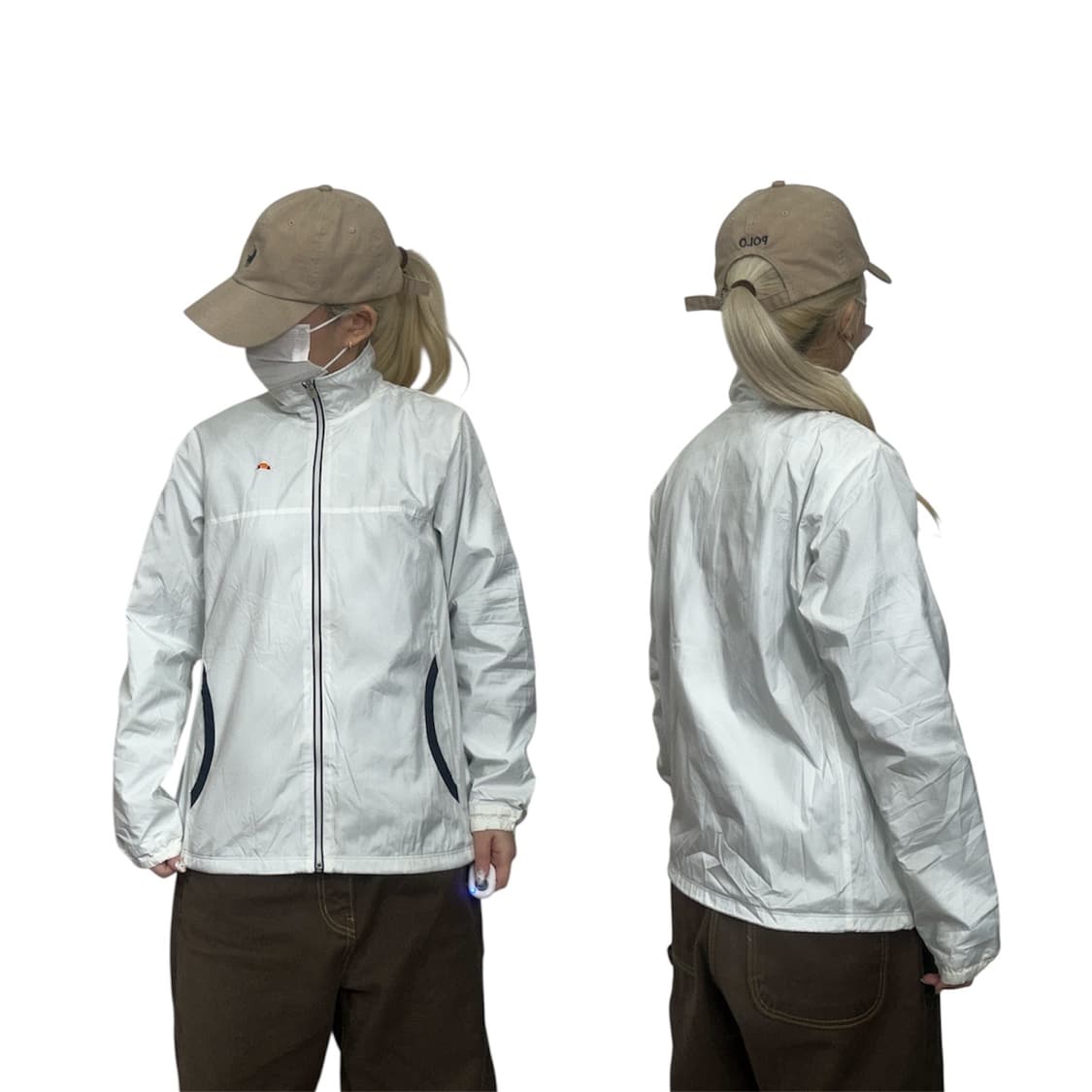 엘레쎄 일본판 화이트 오버핏 바람막이 올드스쿨 트랙 자켓  상품이미지1